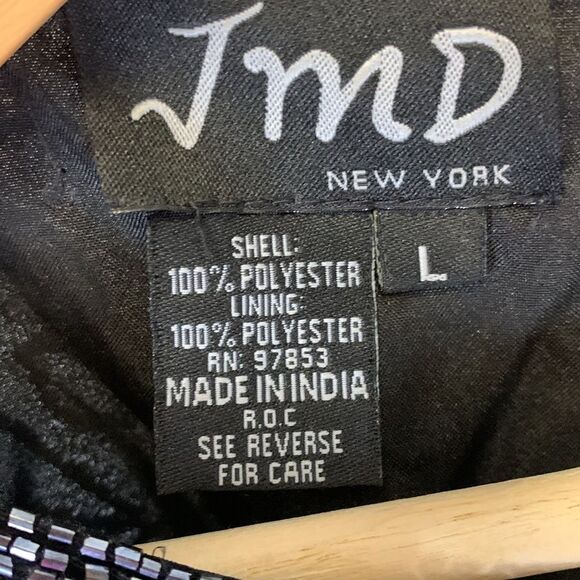 Vintage 90s JMD New York Black Floral Beaded Sleeveless Dressy Top Size L - Picture 5 of 13